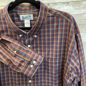 Duluth‎ Trading Mens XL Tall Shirt Button Down Plaid Relaxed Fit 100% Cotton